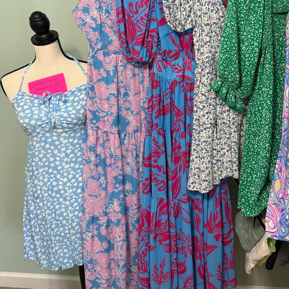 Blue tie neck sun dress